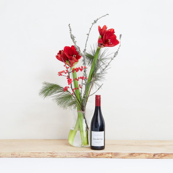 Den elegante amaryllis buket med rødvin